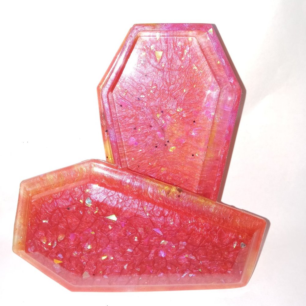 Fire Red Yellow Coffin Trinket Jewelry Box